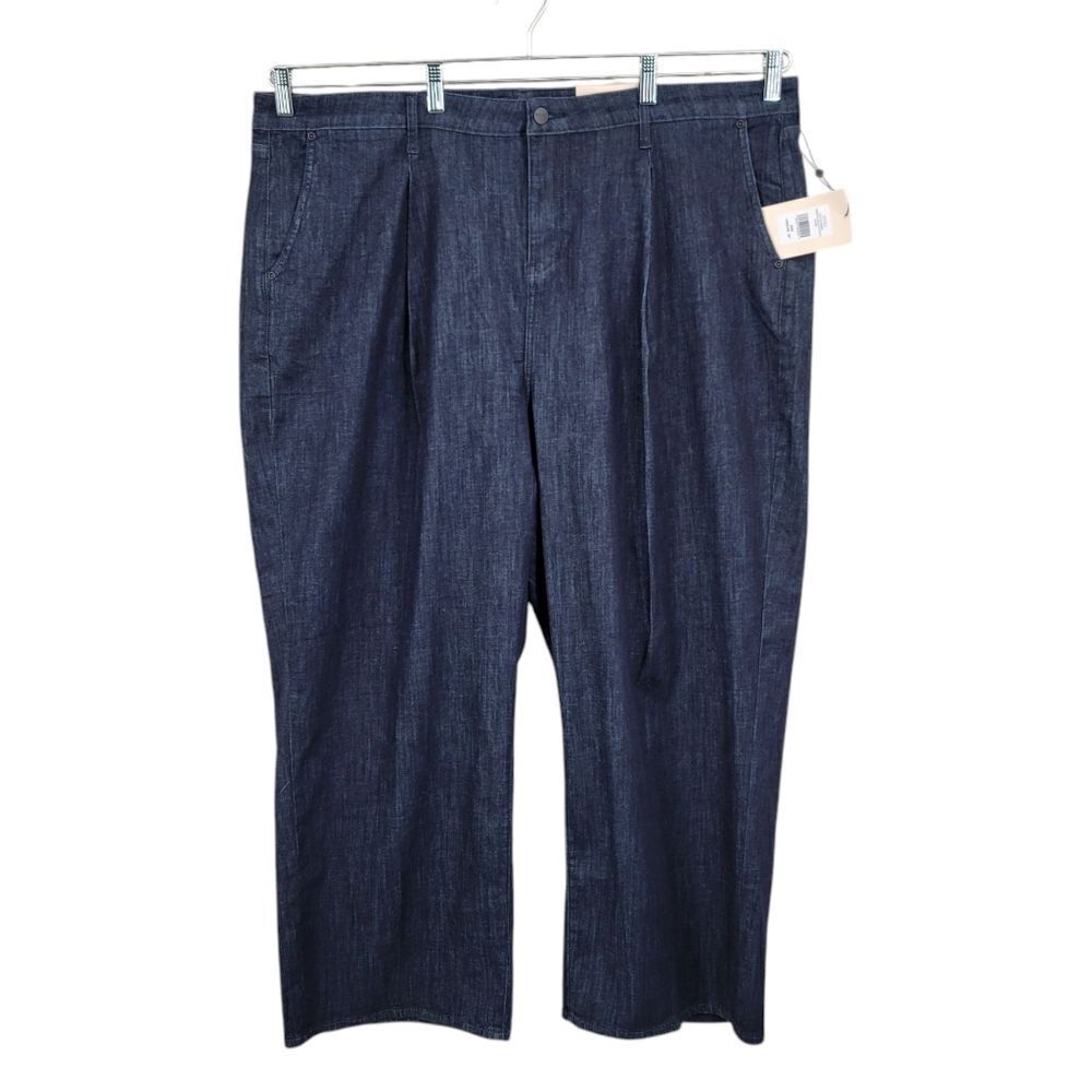 NYDJ Teresa Ankle Wide Leg Jeans with Pleats in Rinse Women's Plus Size 22W